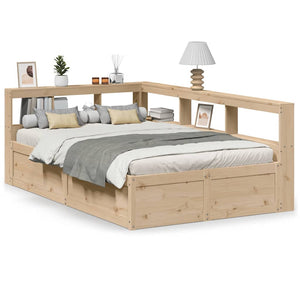 vidaXL Bookcase Bed without Mattress 135x190cm Solid Wood Pine