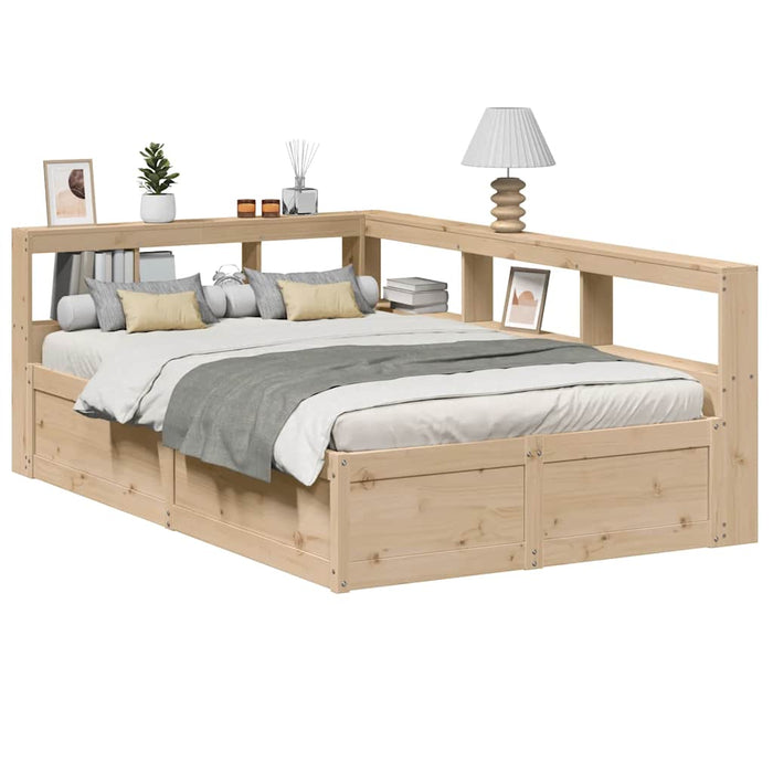 vidaXL Bookcase Bed without Mattress 135x190cm Solid Wood Pine