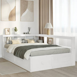 vidaXL Bookcase Bed without Mattress White 120x190cm Solid Wood Pine