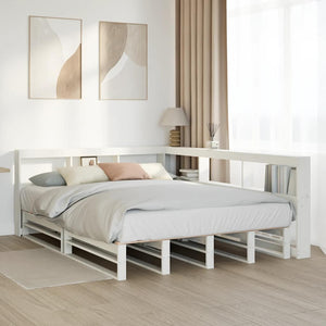 vidaXL Bookcase Bed without Mattress White 140x200cm Solid Wood Pine