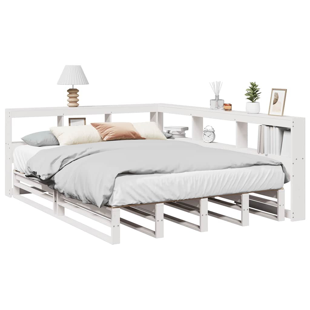 vidaXL Bookcase Bed without Mattress White 140x200cm Solid Wood Pine