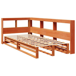 vidaXL Bookcase Bed without Mattress Wax Brown 100x200cm Solid Wood Pine