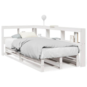 vidaXL Bookcase Bed without Mattress White 90x200cm Solid Wood Pine