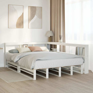 vidaXL Bookcase Bed without Mattress White 140x190cm Solid Wood Pine