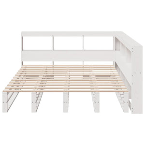 vidaXL Bookcase Bed without Mattress White 135x190cm Solid Wood Pine