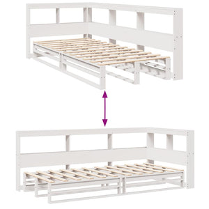 vidaXL Bookcase Bed without Mattress White 75x190cm Solid Wood Pine