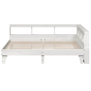 vidaXL Bookcase Bed without Mattress White 200x200cm Solid Wood Pine