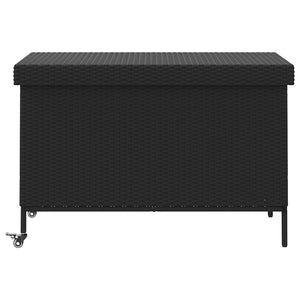 vidaXL Garden Storage Box with Wheels Black 110x55x73 cm Poly Rattan