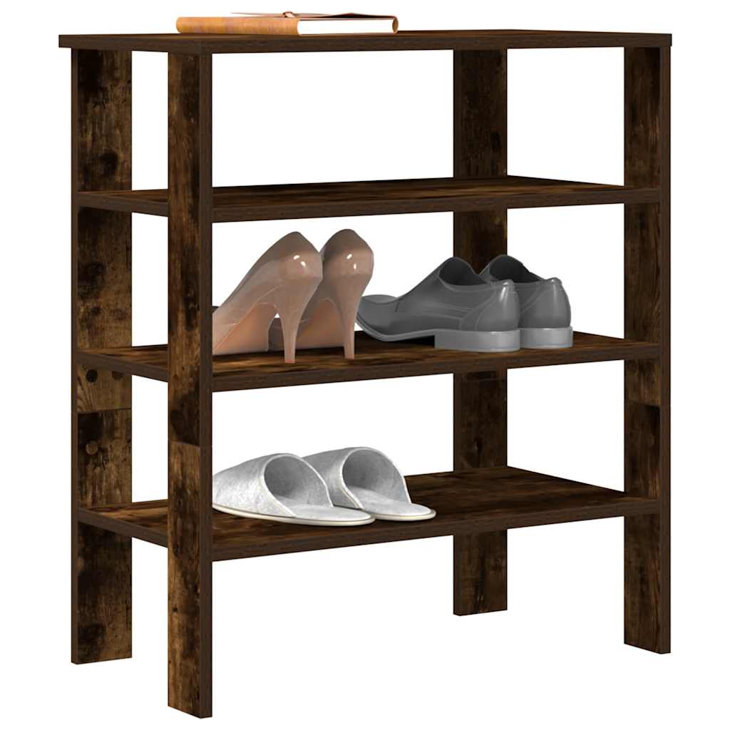 vidaXL Shoe Rack Smoked Oak 61x32x70 cm Engineered Wood