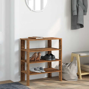 vidaXL Shoe Rack Old Wood 61x32x70 cm Engineered Wood