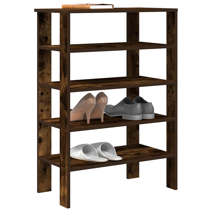 vidaXL Shoe Rack Smoked Oak 61x32x87.5 cm Engineered Wood