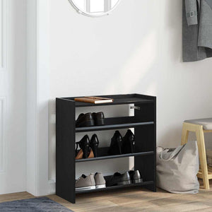 vidaXL Shoe Rack Black 60x25x62 cm Engineered Wood