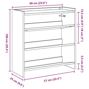 vidaXL Shoe Rack Sonoma Oak 60x25x62 cm Engineered Wood