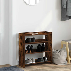 vidaXL Shoe Rack Smoked Oak 60x25x62 cm Engineered Wood