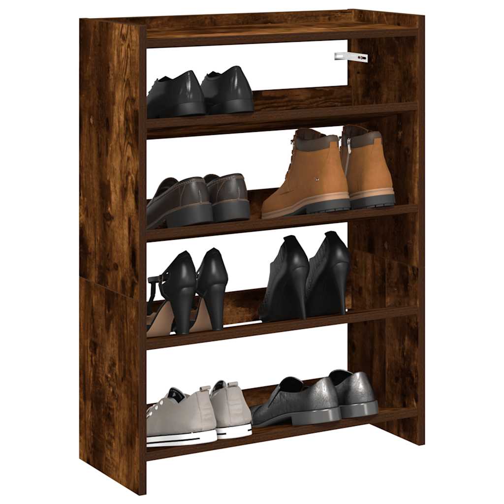 vidaXL Shoe Rack Smoked Oak 60x25x62 cm Engineered Wood