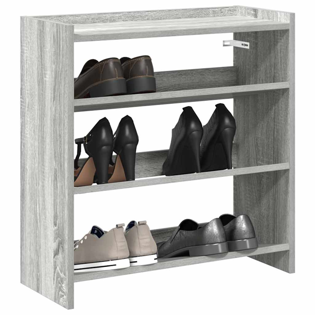 vidaXL Shoe Rack Grey Sonoma 60x25x62 cm Engineered Wood