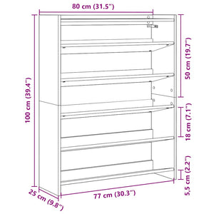 vidaXL Shoe Rack Old Wood 80x25x100 cm Engineered Wood