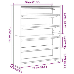 vidaXL Shoe Rack Artisan Oak 80x25x100 cm Engineered Wood