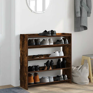 vidaXL Shoe Rack Smoked Oak 80x25x81 cm Engineered Wood