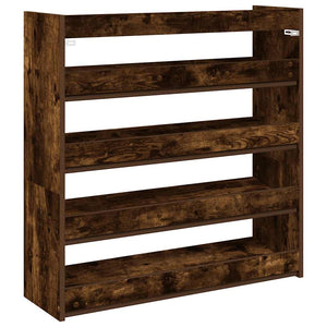 vidaXL Shoe Rack Smoked Oak 80x25x81 cm Engineered Wood