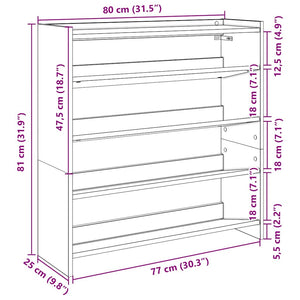 vidaXL Shoe Rack Smoked Oak 80x25x81 cm Engineered Wood