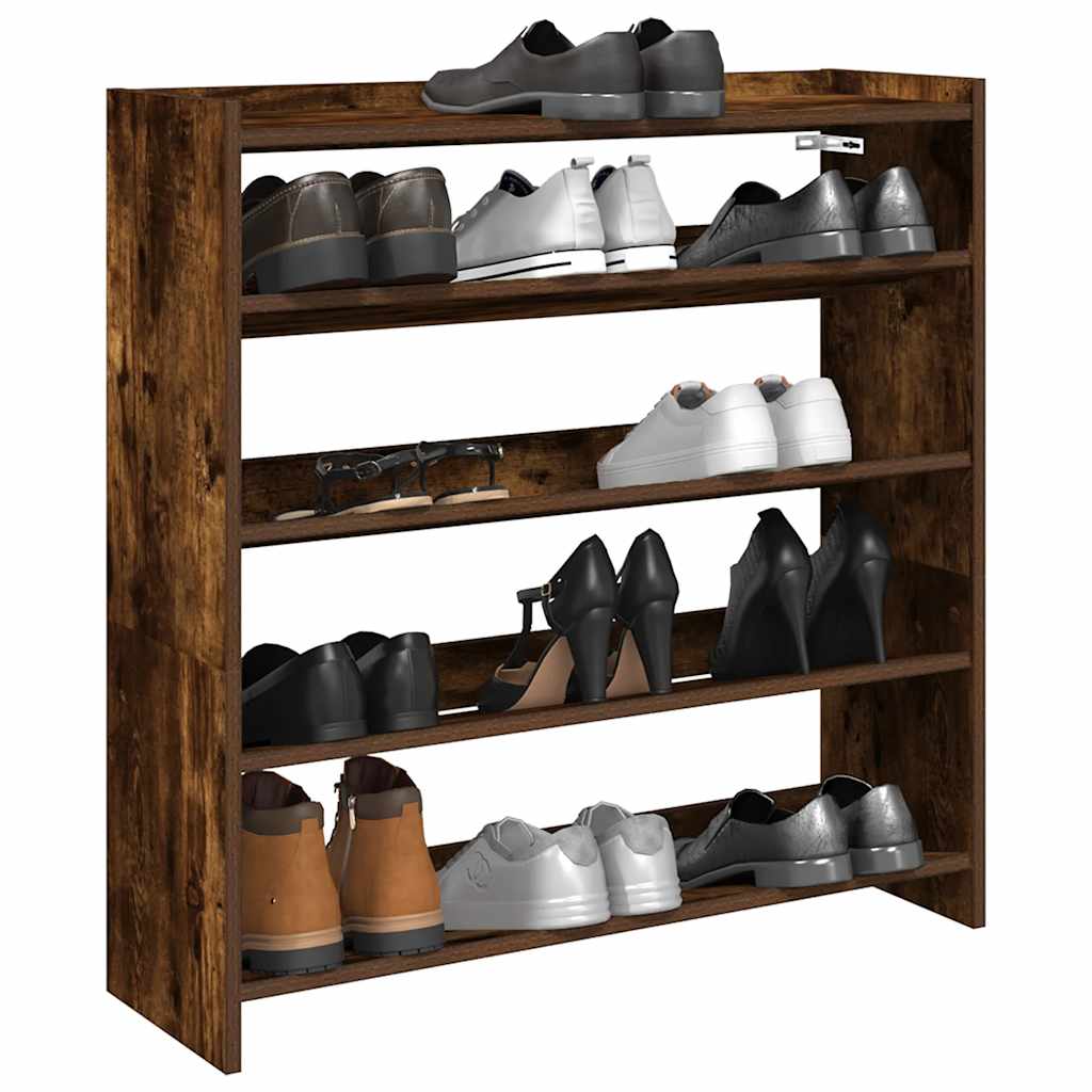 vidaXL Shoe Rack Smoked Oak 80x25x81 cm Engineered Wood