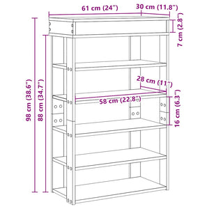 vidaXL Shoe Rack Black 60x30x98 cm Engineered Wood