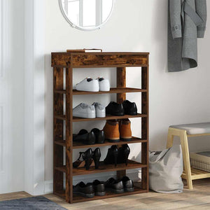 vidaXL Shoe Rack Smoked Oak 60x30x98 cm Engineered Wood