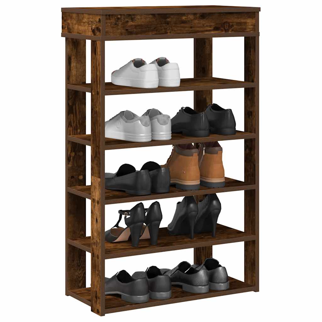 vidaXL Shoe Rack Smoked Oak 60x30x98 cm Engineered Wood