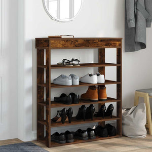 vidaXL Shoe Rack Smoked Oak 80x30x98 cm Engineered Wood