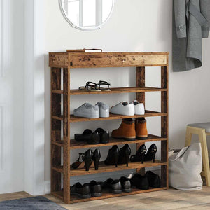 vidaXL Shoe Rack Old Wood 80x30x98 cm Engineered Wood