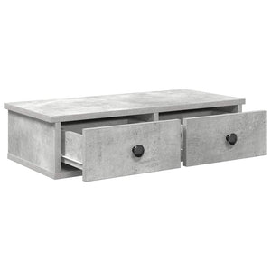 vidaXL Wall Shelf with Drawers Concrete Grey 60x25x15 cm Engineered Wood