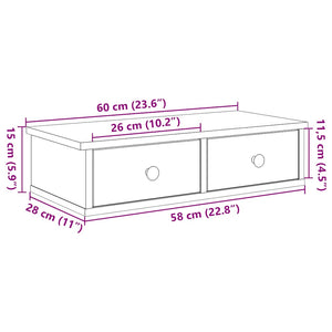 vidaXL Wall Shelf with Drawers Concrete Grey 60x25x15 cm Engineered Wood