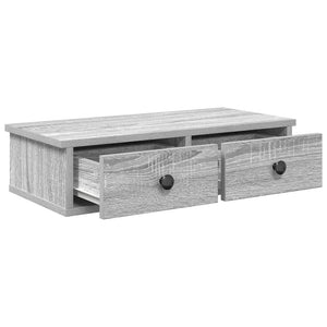 vidaXL Wall Shelf with Drawers Grey Sonoma 60x25x15 cm Engineered Wood