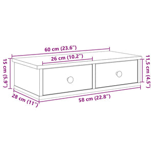 vidaXL Wall Shelf with Drawers Brown Oak 60x25x15 cm Engineered Wood