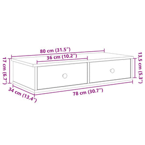 vidaXL Wall Shelf with Drawers Black 80x31x17 cm Engineered Wood