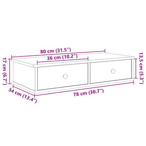 vidaXL Wall Shelf with Drawers Sonoma Oak 80x31x17 cm Engineered Wood