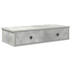 vidaXL Wall Shelf with Drawers Concrete Grey 80x31x17 cm Engineered Wood