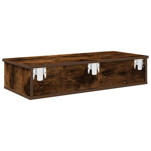 vidaXL Wall Shelf with Drawers Smoked Oak 80x31x17 cm Engineered Wood