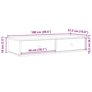 vidaXL Wall Shelf with Drawers White 100x37.5x19 cm Engineered Wood