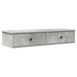 vidaXL Wall Shelf with Drawers Concrete Grey 100x37.5x19 cm Engineered Wood