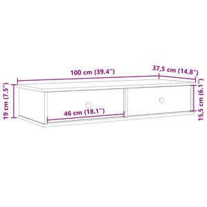 vidaXL Wall Shelf with Drawers Concrete Grey 100x37.5x19 cm Engineered Wood