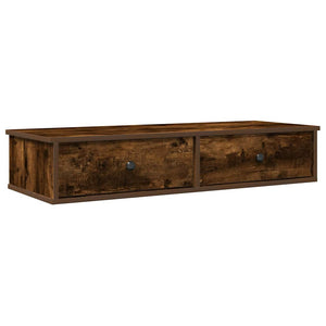 vidaXL Wall Shelf with Drawers Smoked Oak 100x37.5x19 cm Engineered Wood