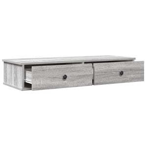 vidaXL Wall Shelf with Drawers Grey Sonoma 100x37.5x19 cm Engineered Wood