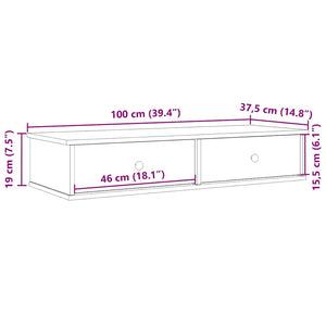 vidaXL Wall Shelf with Drawers Grey Sonoma 100x37.5x19 cm Engineered Wood