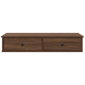 vidaXL Wall Shelf with Drawers Brown Oak 100x37.5x19 cm Engineered Wood