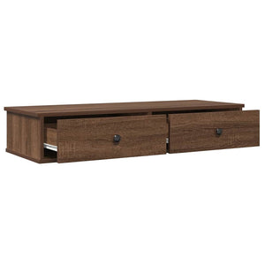 vidaXL Wall Shelf with Drawers Brown Oak 100x37.5x19 cm Engineered Wood