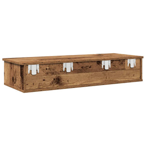 vidaXL Wall Shelf with Drawers Old Wood 100x37.5x19 cm Engineered Wood