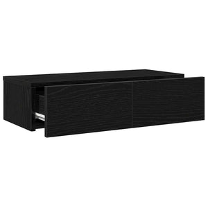 vidaXL Wall Shelf with Drawers Black 60x26.5x15 cm Engineered Wood