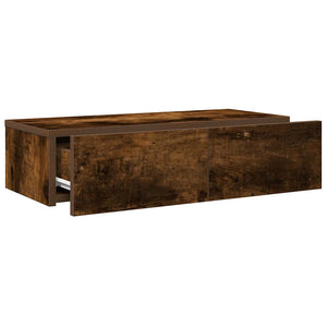 vidaXL Wall Shelf with Drawers Smoked Oak 60x26.5x15 cm Engineered Wood